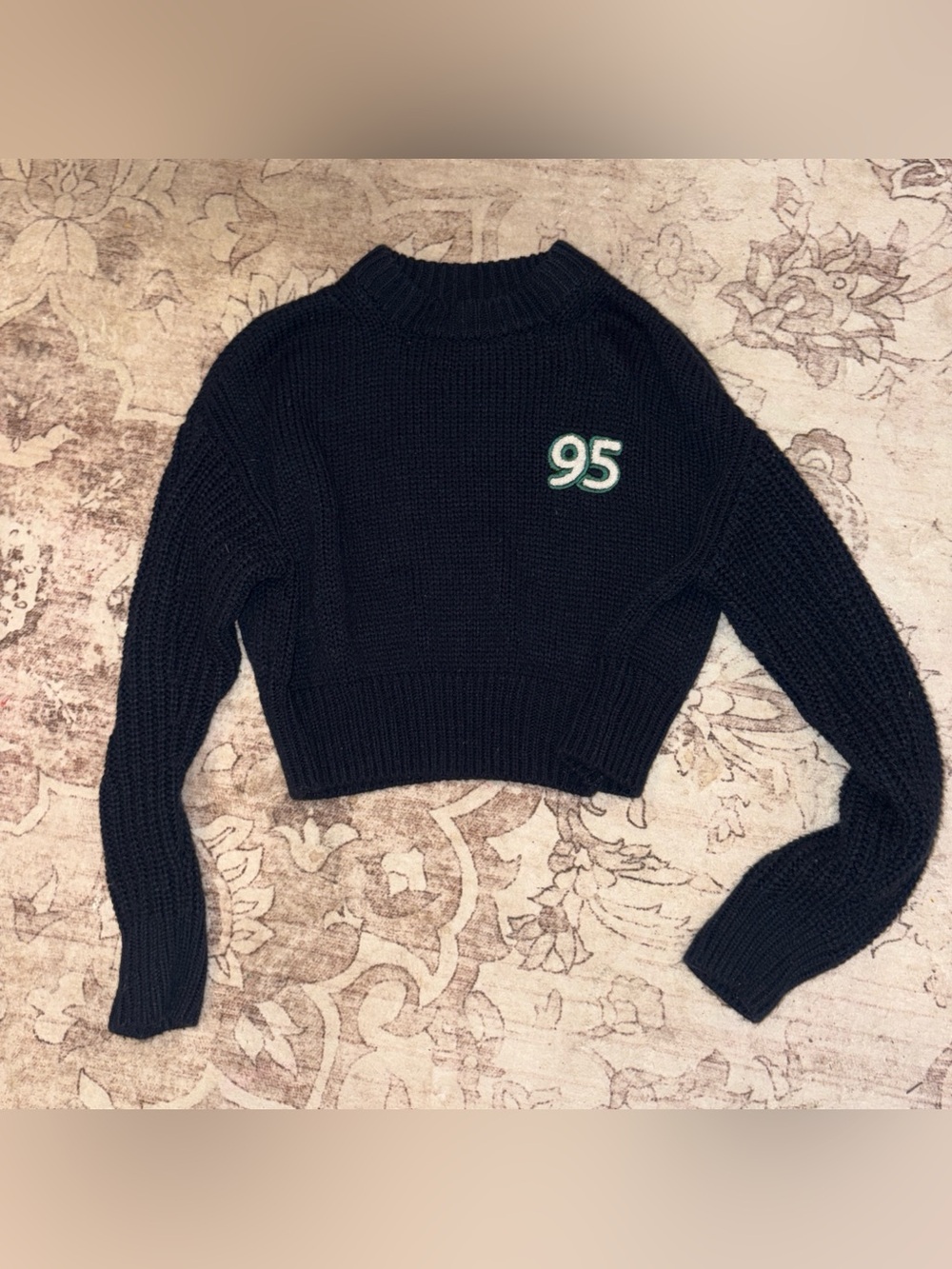 Navy Crop Knit Sweater
